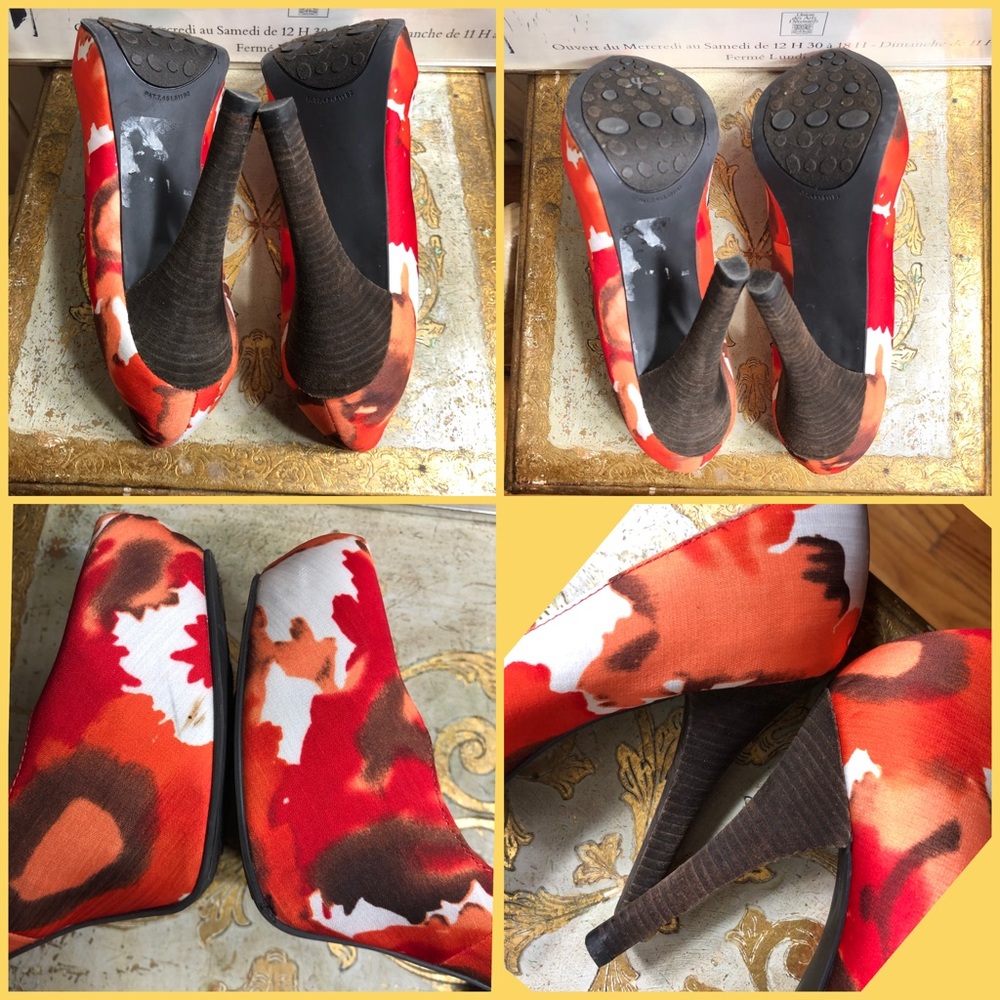 SZ 8.5-CARLOS SANTANA MULTI-COLOR FABRIC 5” PUMPS - Picture 5 of 8